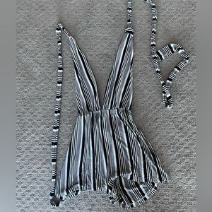 Black and White Open Back Romper